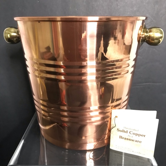Dining Vintage Solid Copper Champagne Bucket W Brass Handles Poshmark